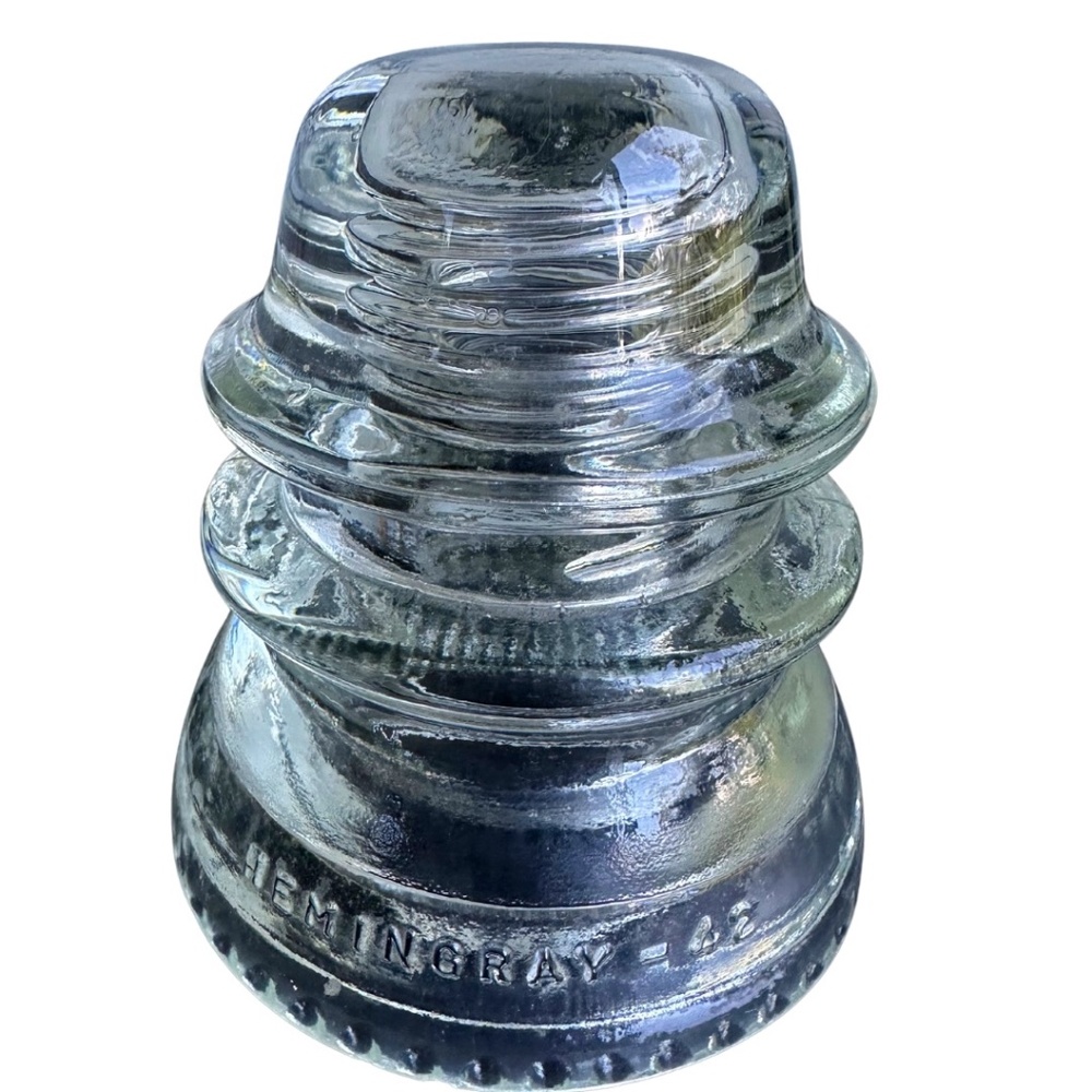 Hemingway 42 Vintage Telegraph Telephone Electric Pole Insulator Clear Glass